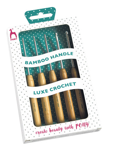 Pony Bambus Häkelnadel-Set Bambus – 2–4 mm, 5 Stk., Bambusgriff/Aluminium