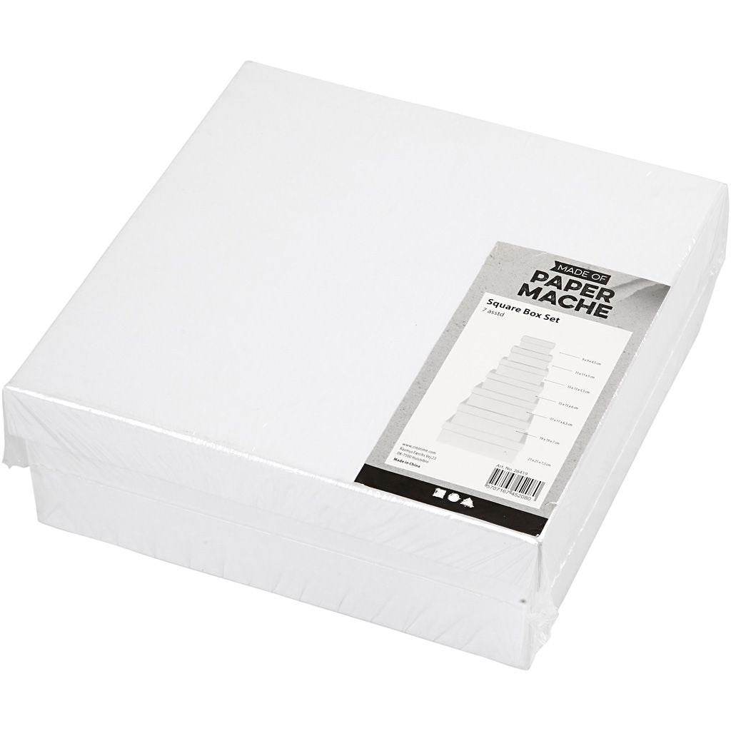 Creativ Company Aufbewahrungsbox 7 Stück (mit Deckel) – Karton – Weiss