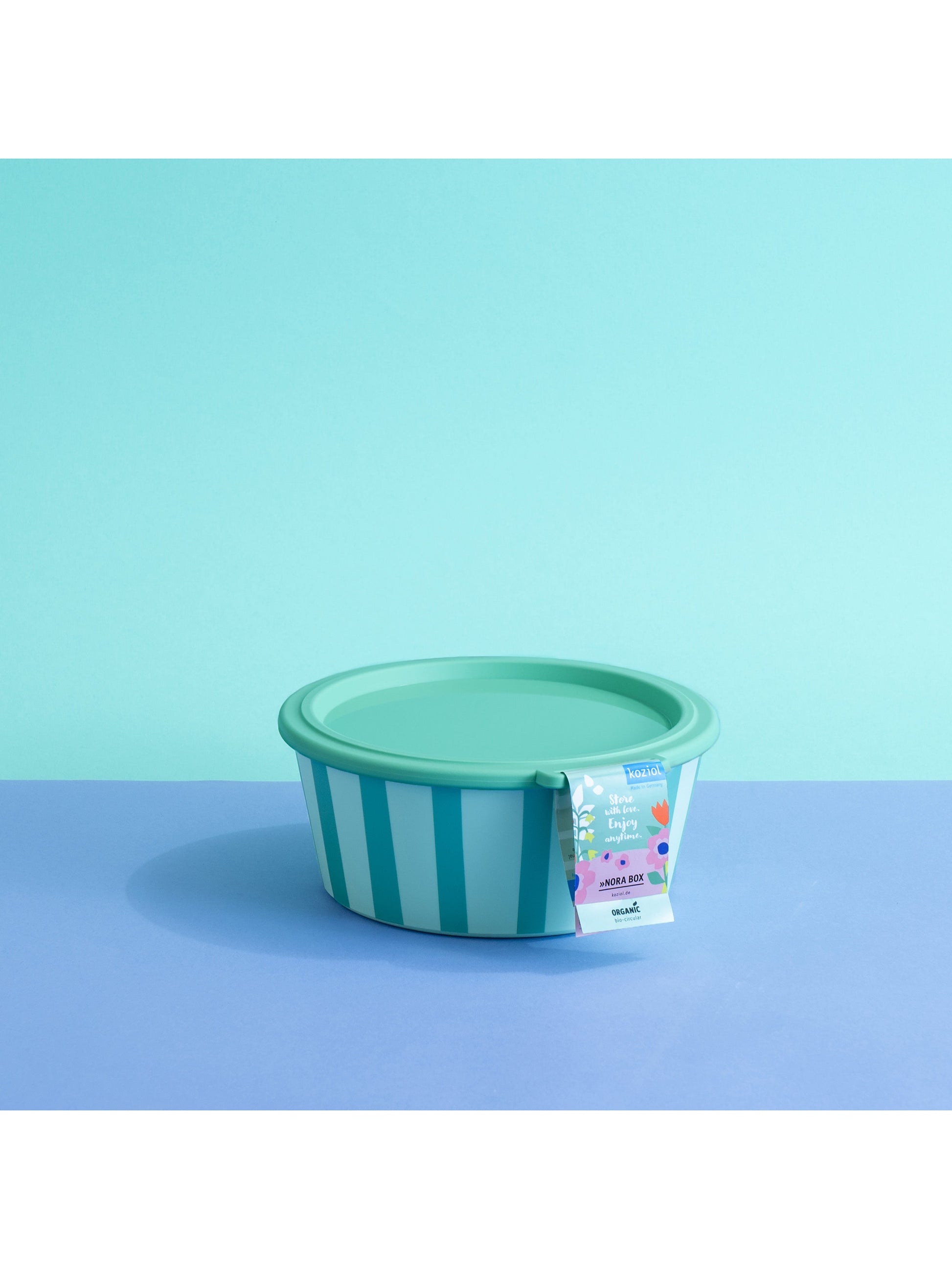 Koziol Schale Nora Stripes – 1,3 l, Ø 18,8 cm, H 8,0 cm, mit Deckel, spülmaschinenfest
