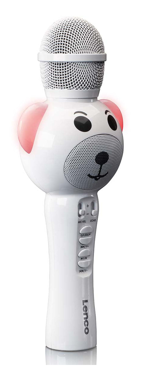 Lenco BMC-060 – Karaoke-Mikrofon – USB, Kabellos, 5 W, für MicroSD, Weiss