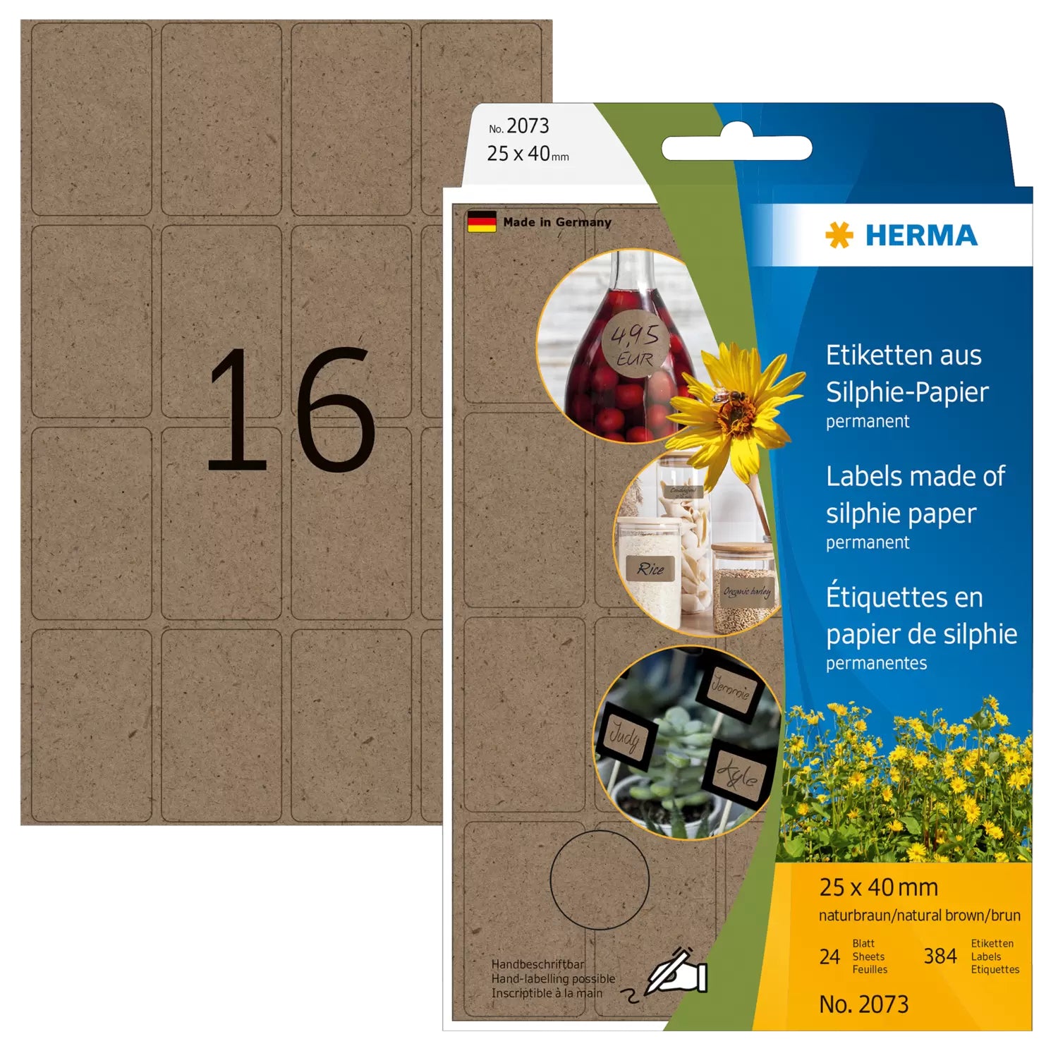 HERMA Schuletiketten – 25 × 40 mm, abgerundete Ecken, 384 Stk, 24 Bogen, Papier, permanent haftend