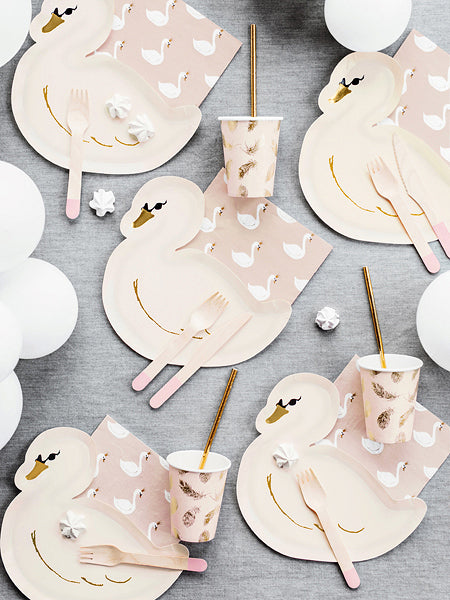 PartyDeco Papierservietten Lovely Swan, 33 × 33 cm – FSC – 20 Stk.