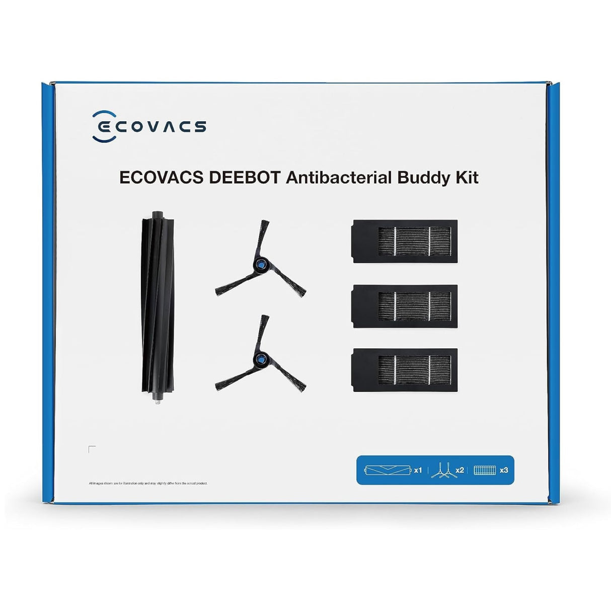 Ecovacs Ersatzset – 1 Hauptbürste, 2 Seitenbürsten, 3 Feinstaubfilter – für DEEBOT X2 OMNI/X2 COMBO
