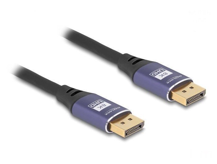 DeLOCK DisplayPort Kabel DP 1.4 8K 60 Hz – 3 m – Schwarz/Lila