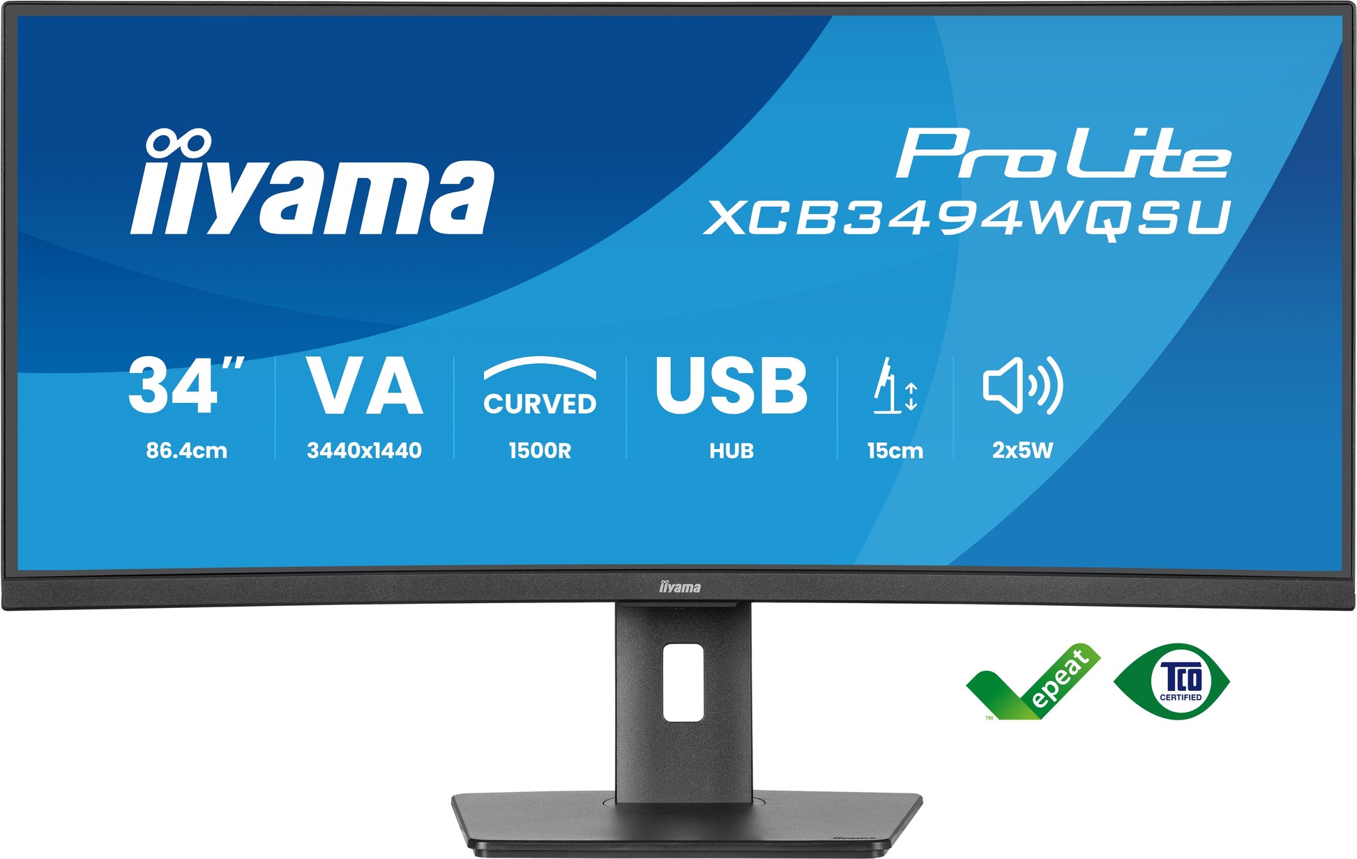 iiyama XCB3494WQSU-B1 – Monitor, 34", 3440 × 1440, 120 Hz, 350 cd/m²
