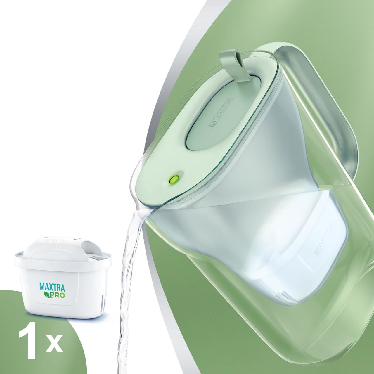 BRITA Style Eco Gletscher – Wasserfilter-Kanne 1,4 l, Filterwechselanzeige, Kunststoff, Hellblau