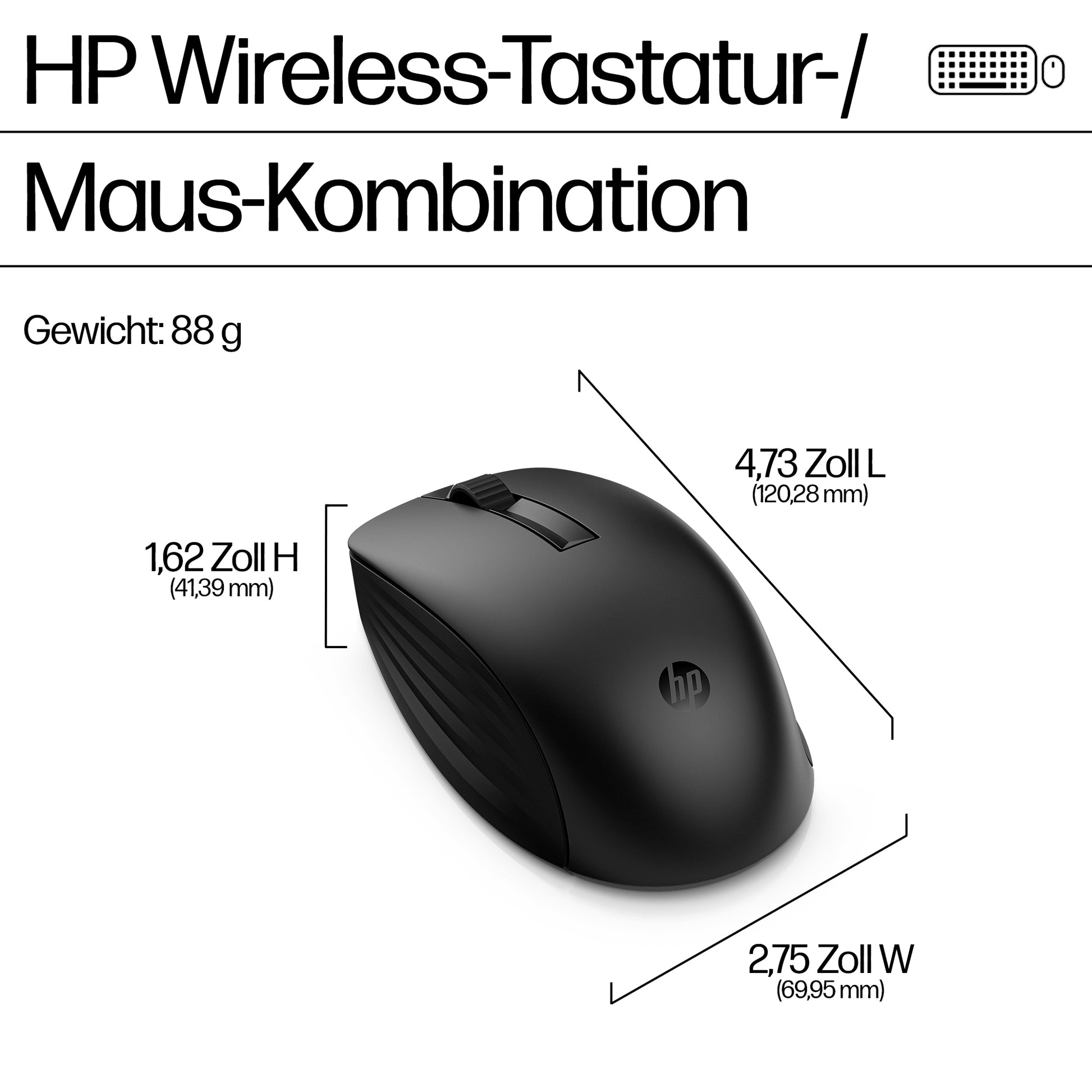 HP 655 – Tastatur- und Maus-Set – 2,4 GHz – Weiss