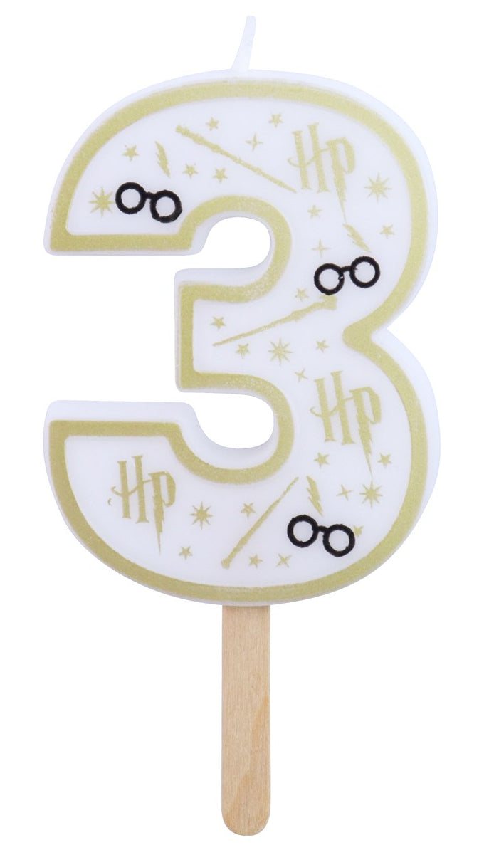 PME Geburtstagskerze Harry Potter – Weiss/Gold – 50 × 70 mm – 1 Stk