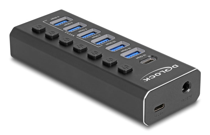 DeLOCK 64326 USB-Hub – USB-C, 6× USB-A, für Windows/Mac/Linux