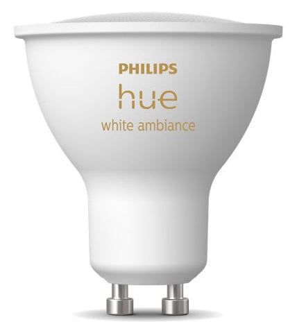 Philips Hue Smart-Leuchtmittel GU10 – 2200–6500 K, 400 lm, 4,2 W, Bluetooth/Zigbee – für Apple HomeKit, Alexa