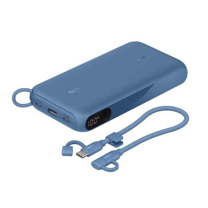 Belkin Powerbank 20000 mAh, PD 20 W, mit Display, Blau