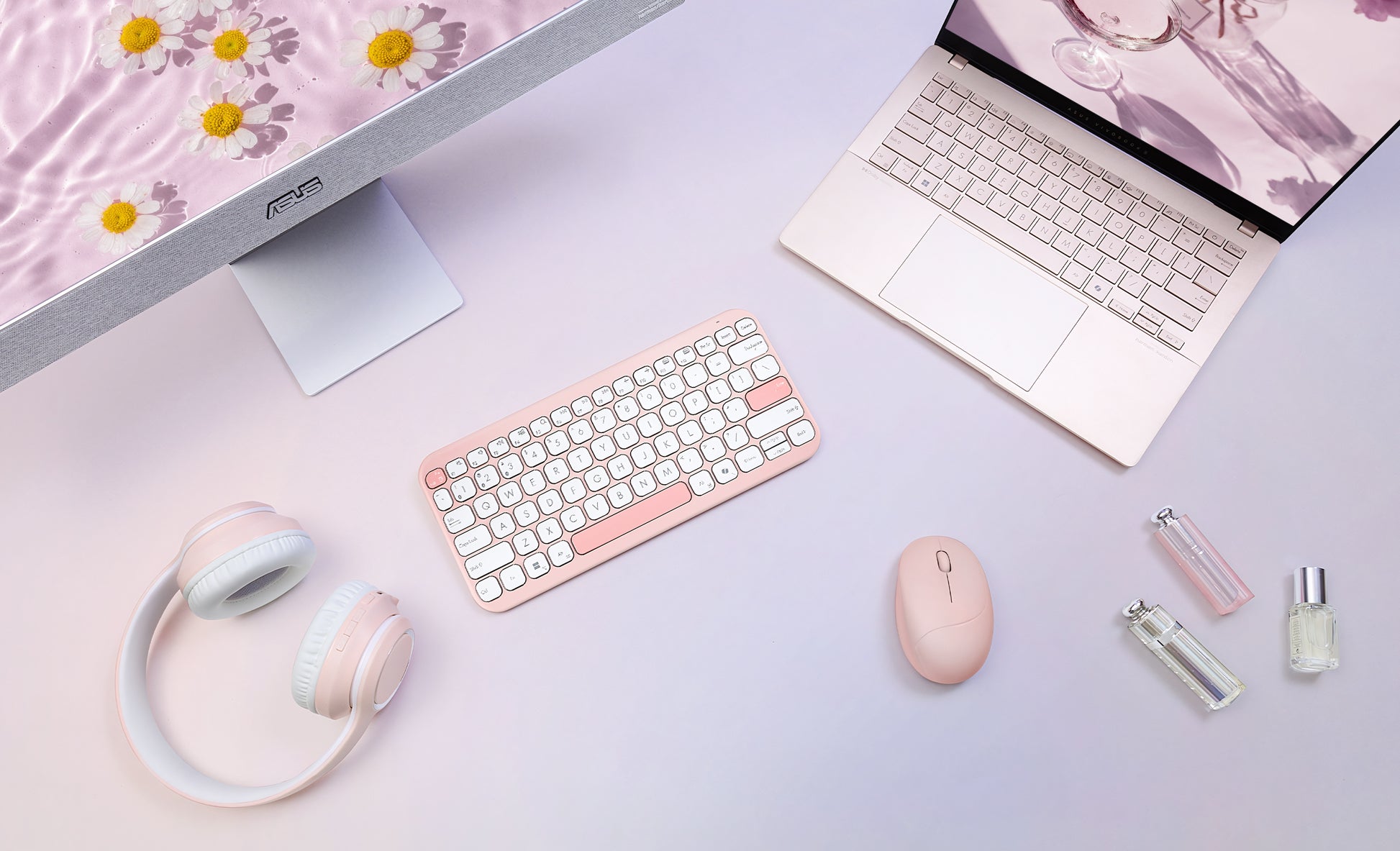 ASUS Fragrance MD101 – Maus – Kabellos (Bluetooth/2,4 GHz), Beidhändig, Pink