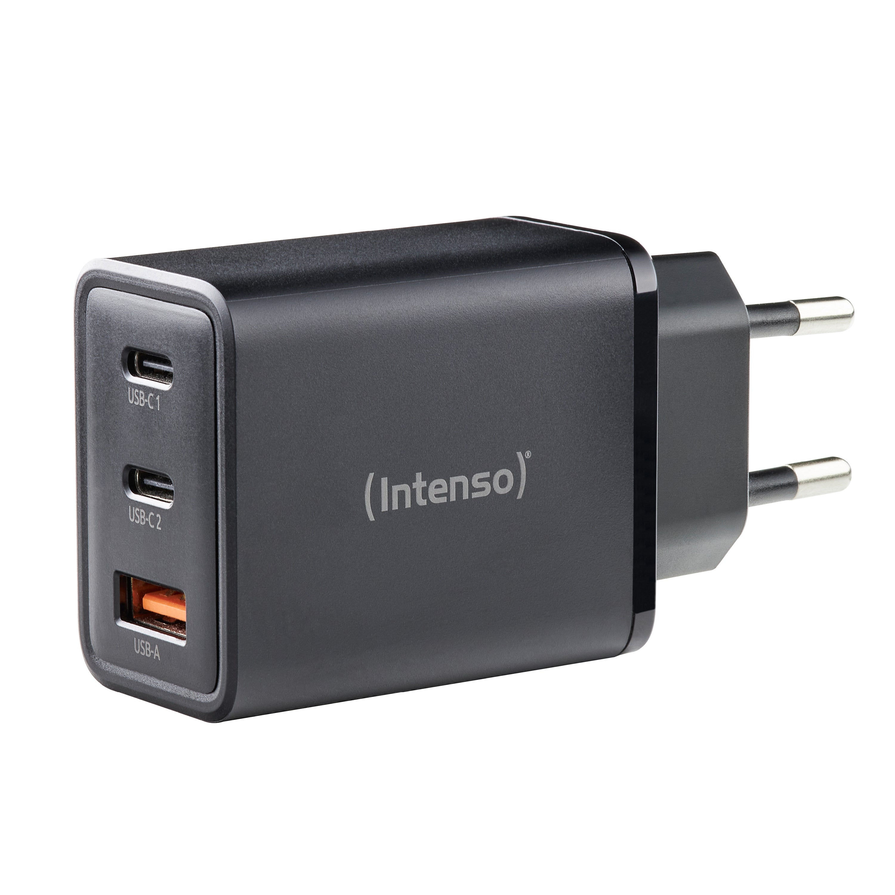 Intenso W65ACC USB-Wandladegerät 65 W – USB-C×2, USB-A×1 – GaN, Schwarz