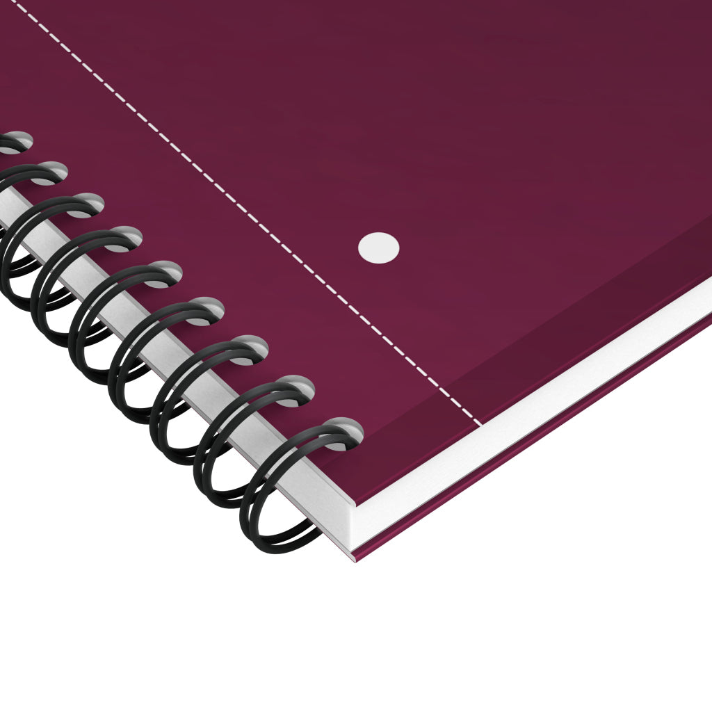 Oxford Collegeblock – A4+ – 80 g/m² – Doppelspirale, mikroperforiert, Kopfzeile, doppelter Rand, Burgund