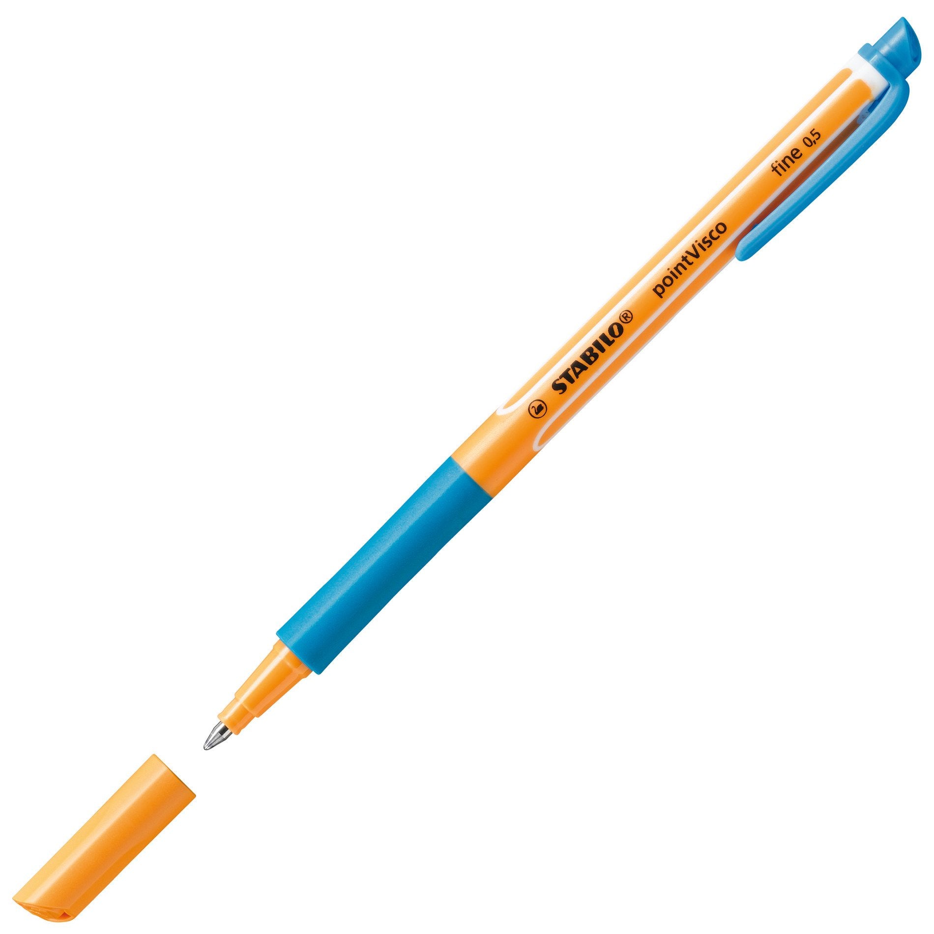 STABILO pointVisco 1099 – Tintenroller, 0,5 mm, Hellblau, mit Kappe, Kunststoff, Orange