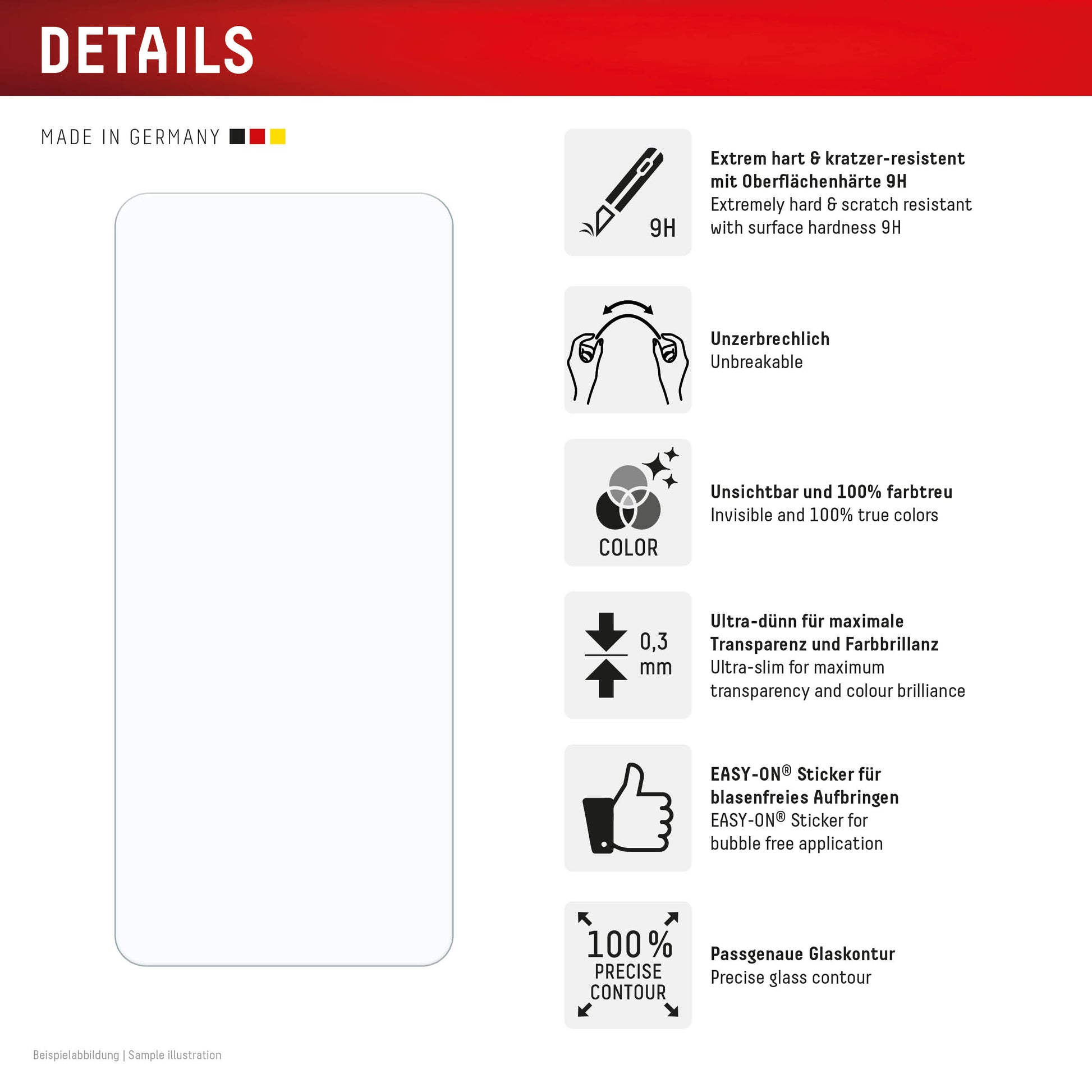 Displex Displayschutz (Panzerglas), 9H – für Redmi 14C – mit Applikator