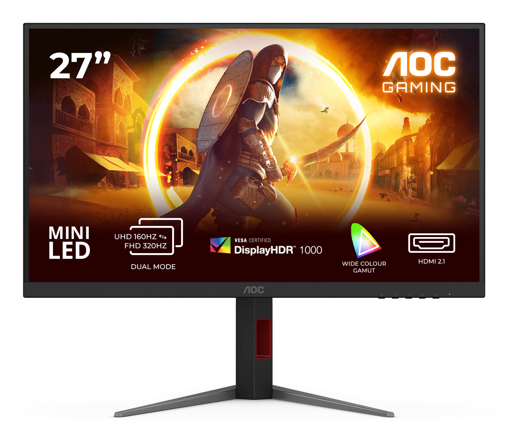 AOC U27G4XM – Monitor, 27", 3840 × 2160 (UHD 4K), IPS, 160 Hz, 450 cd/m², Adaptive Sync, VESA 100 × 100, Rot