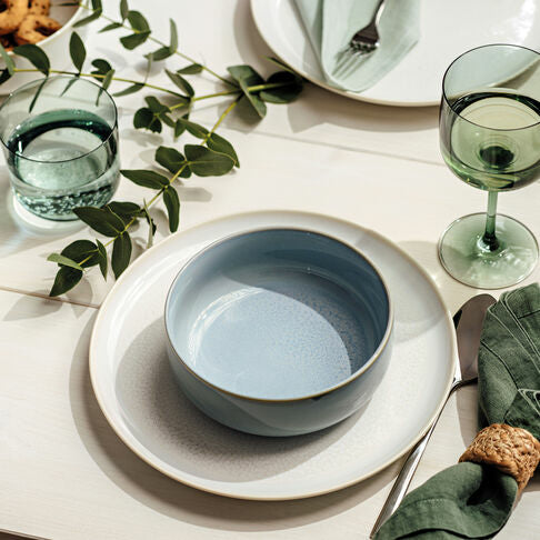 Villeroy & Boch Crafted Cott Speiseteller – Porzellan, weiss, rund, Ø 26,0 cm, 6 Stück