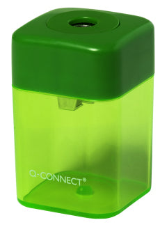 Q-CONNECT Spitzer – manuell, 1-Loch, mit Behälter, für Blei- & Buntstifte Ø 8 mm, Kunststoff, assortiert