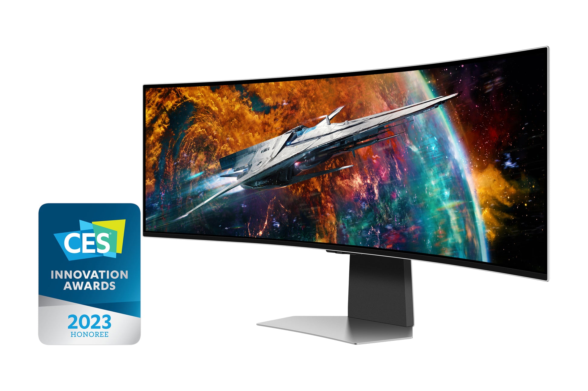 Samsung 54Suxen – Monitor, 49", 5120 × 1440 (5K), OLED, Silber
