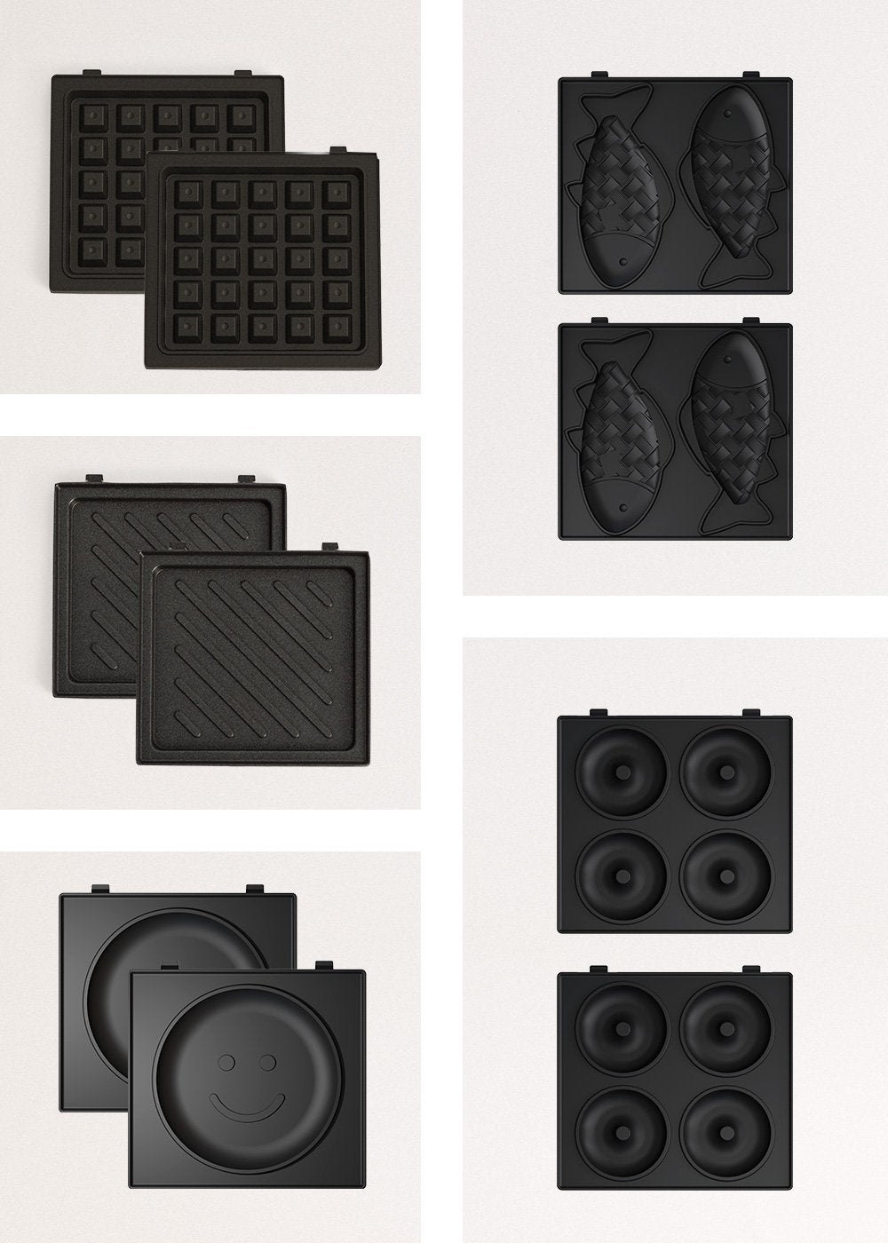 CREATE Ersatzteller Stone 2in1 Smile – rund, für Waffeleisen 2in1 Compact, 2 Stk.