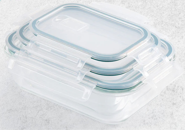 Gourmetmaxx 3-teiliges Vorratsbehälter-Set, 2,1 l, Glas/Polypropylen (PP)/Silikon, Transparent