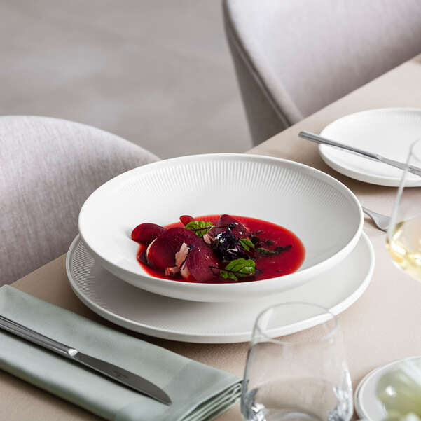 Villeroy & Boch Afina Suppenteller – 0,75 l, Porzellan, Weiss, Mikrowellengeeignet, Spülmaschinenbeständig