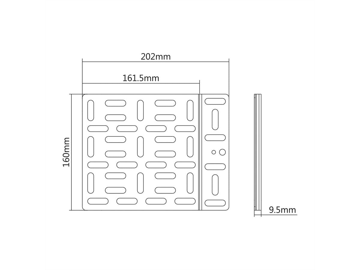 ROLINE Media-Player-Halterung (klein) – bis 1 kg – für VESA 75×75, 100×100 mm – Schwarz