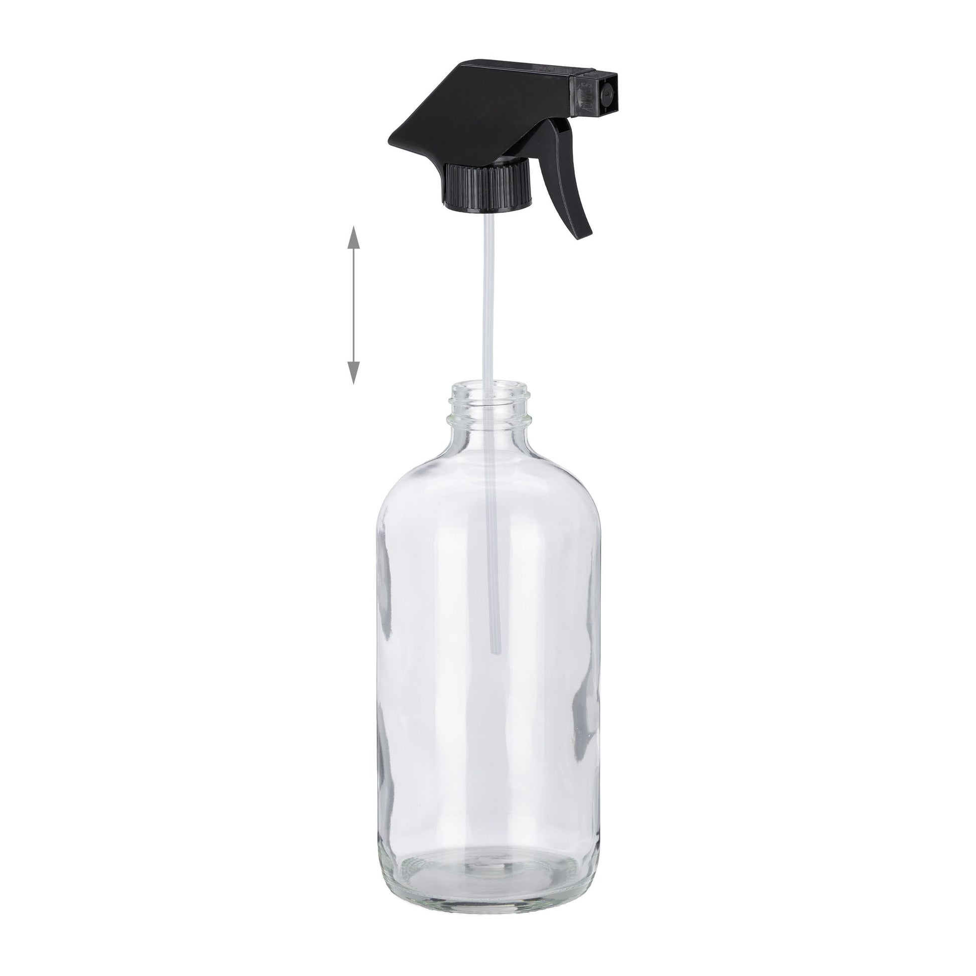 Relaxdays Sprühflasche – 0,5 l, Glas/Kunststoff, transparent/schwarz, 2 Stk.
