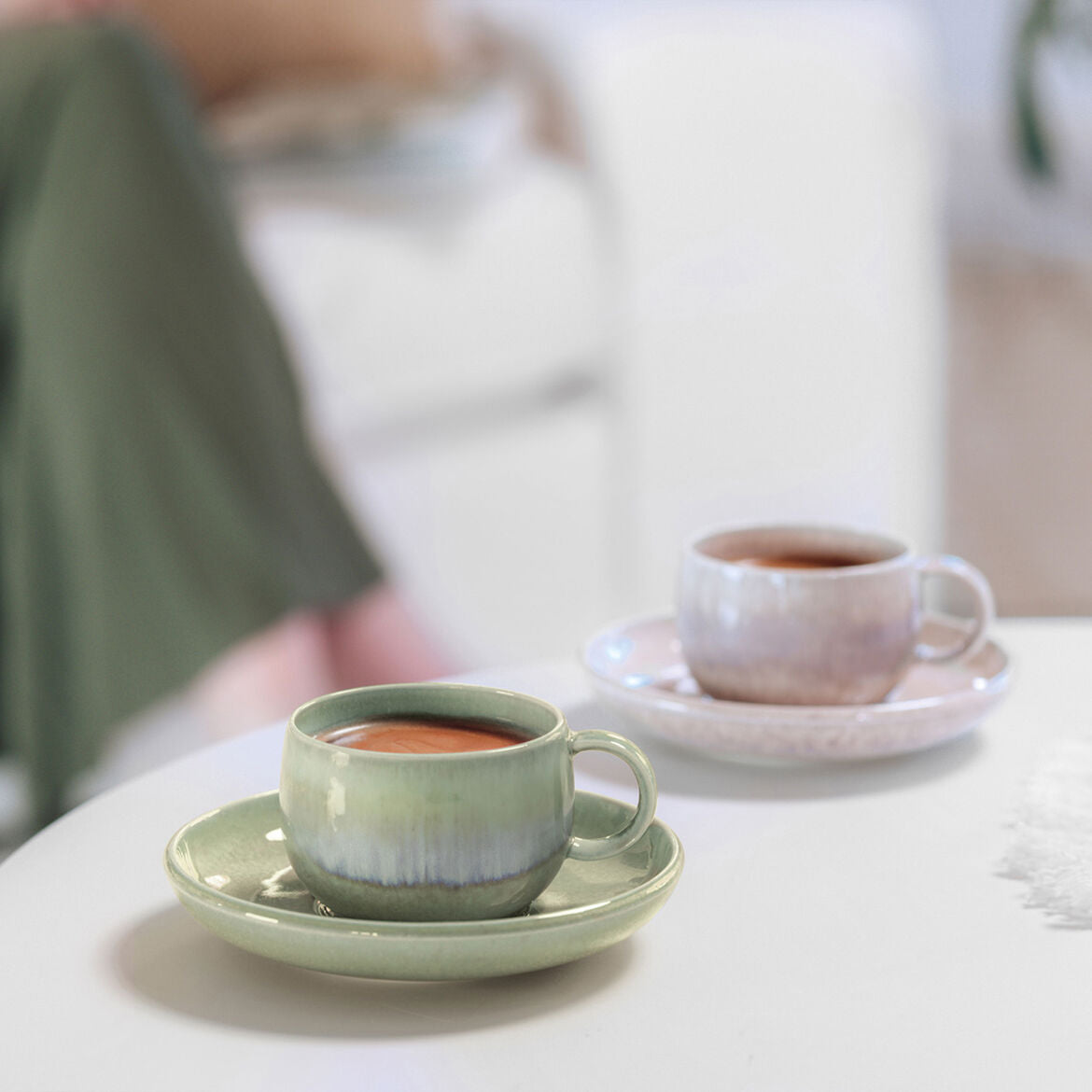 Villeroy & Boch Perlemor Alga Espressotasse – 0,06 l, Porzellan, Grün, spülmaschinenfest, mikrowellenfest, 6er Set