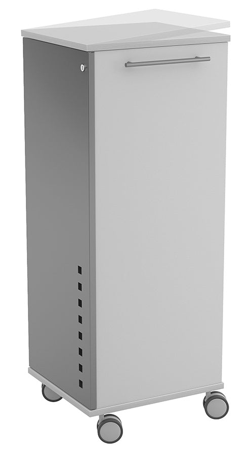 Rocada Hotdesk Basic – Laptop-/Gerätewagen, 47 × 50 cm, grau, Edelstahl, 4 Rollen, 2 Schubladen