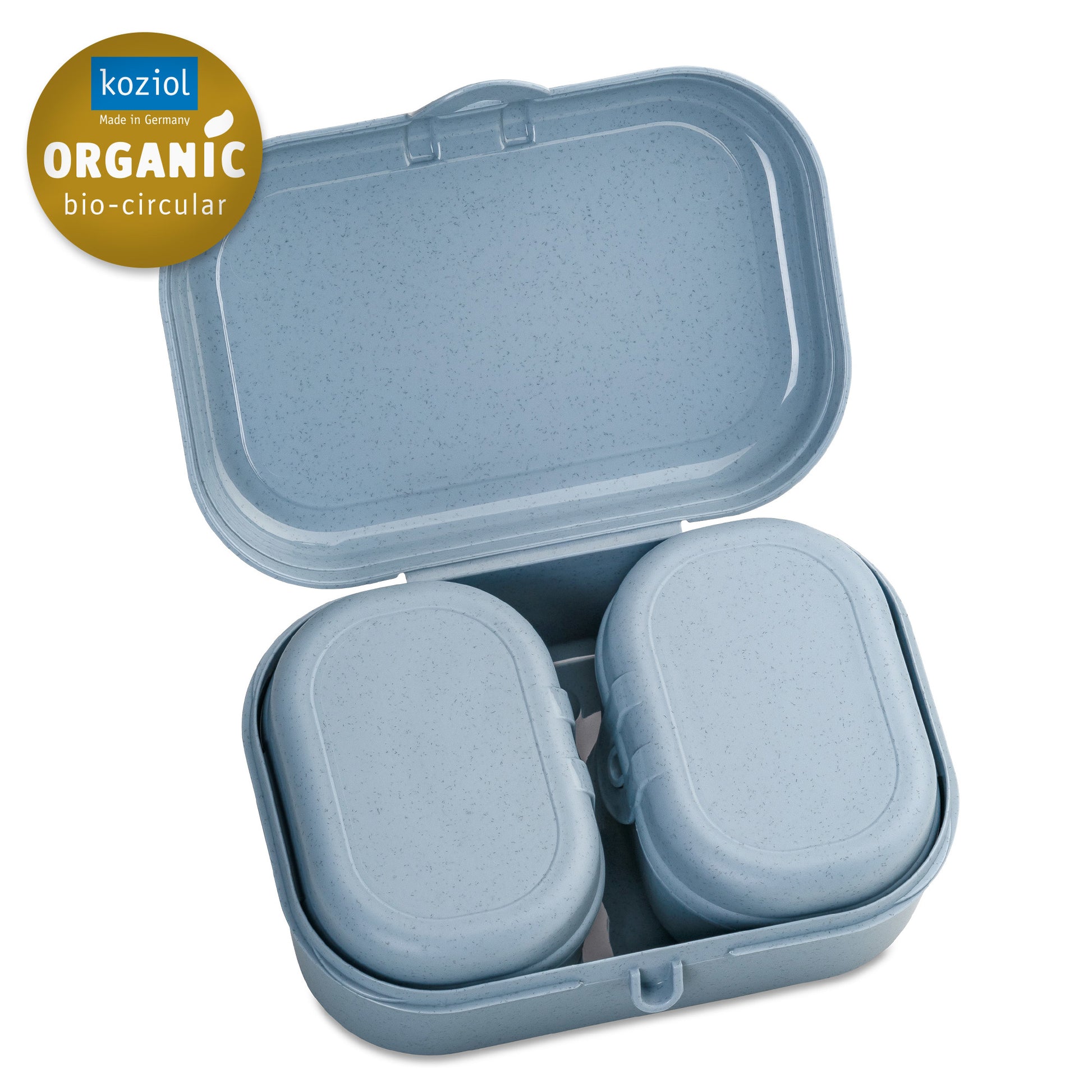 Koziol Pascal Ready Mini – Lunchbox 10,8 × 15,1 × 6 cm, Biokunststoff, Blau, 3-teilig