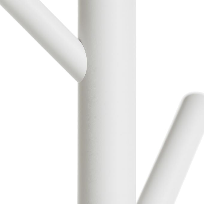 Relaxdays Garderobenständer – 8 Haken, Gummibaumholz/MDF, Weiss, 175 × 30 × 30 cm