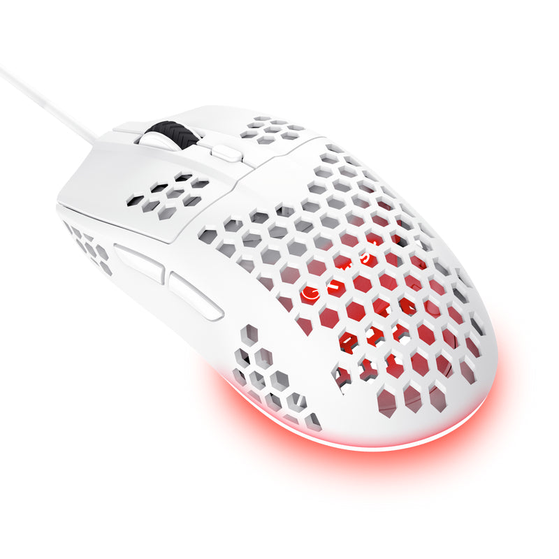 Trust GXT 928 Helox – Gaming-Maus – Kabelgebunden (USB-A), 6400 DPI, RGB-Beleuchtung, Rechts, Weiss