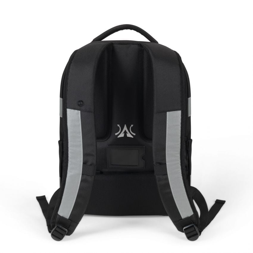 DICOTA REFLECTIVE – Notebook-Rucksack – 25 l, rPET, schwarz, Reflexstreifen