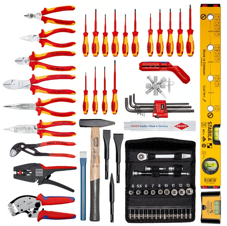Knipex Werkzeugkasten, 515 × 438 × 265 mm, Aluminium, grau, Handgriff, Bügelverschluss