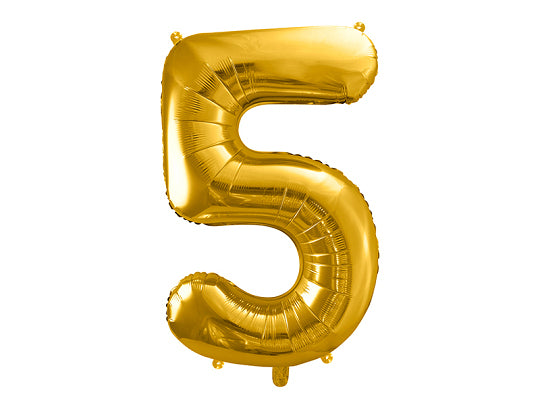 PartyDeco Folienballon Zahl 5 – Gold – 86 cm – Folie – 1 Stk