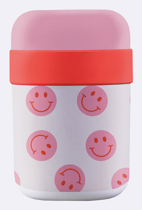BioLoco Lunchbox 700 ml, Silikon, Rosa, Smiley