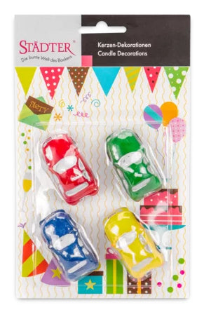 Städter Geburtstagskerzen Autos – mehrfarbig – 5 cm – 4 Stk
