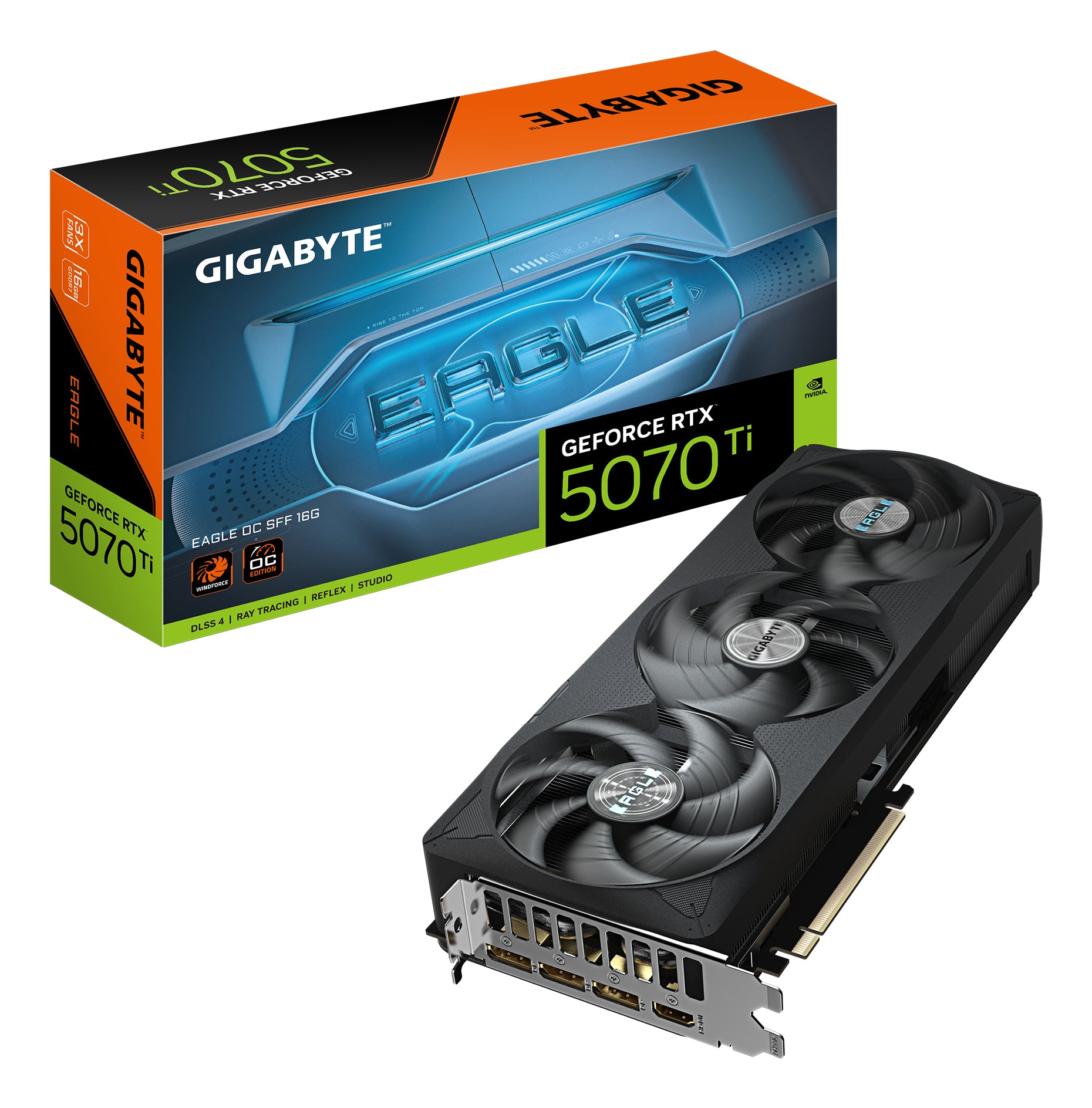 GIGABYTE GeForce RTX 5070 Ti EAGLE OC SFF 16G – PCIe Grafikkarte – 3×DP 2.1a, 1×HDMI 2.1b, PCIe 5.0, 300 W