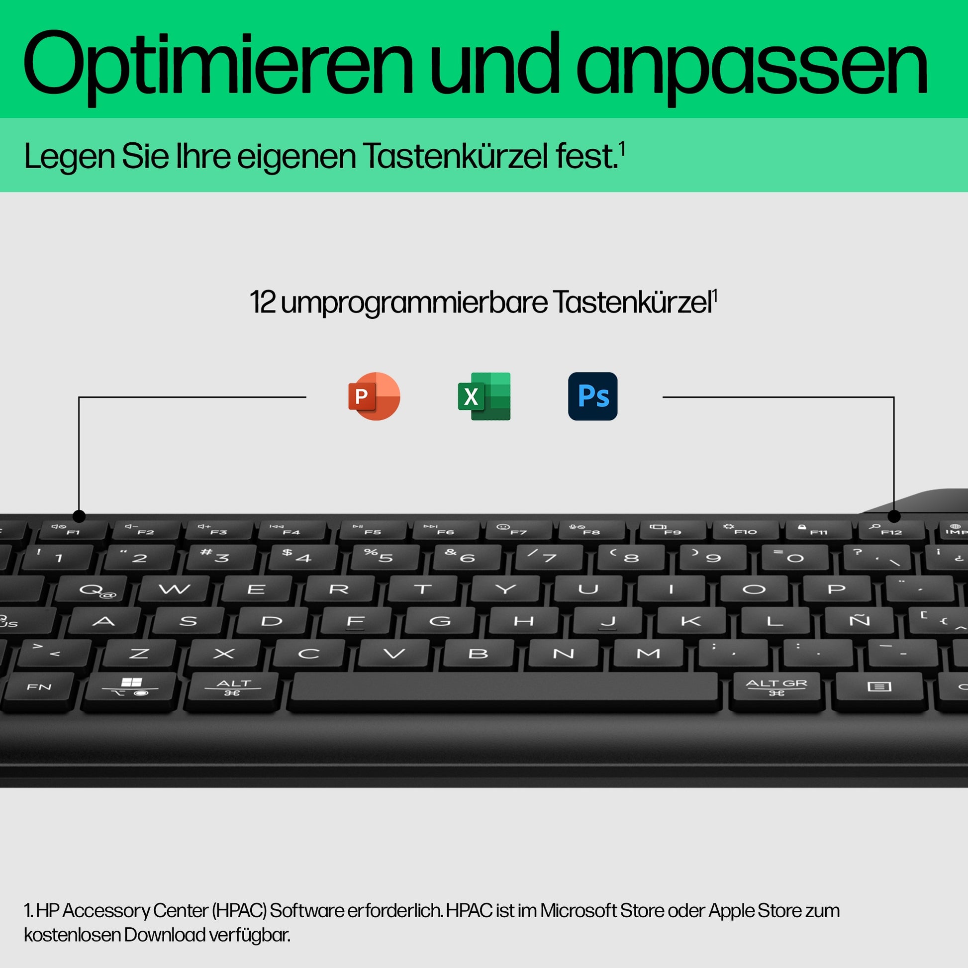 HP 475 Dual-Mode Wireless Tastatur – Membran – Bluetooth & 2,4 GHz (USB-A Empfänger) – Schwarz