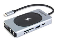 DICOTA D32059 Multiport-Adapter – USB-C, 1× HDMI, 1× VGA, 3× USB-A, 100 W PD, GbE, SD/microSD, für Windows/Mac