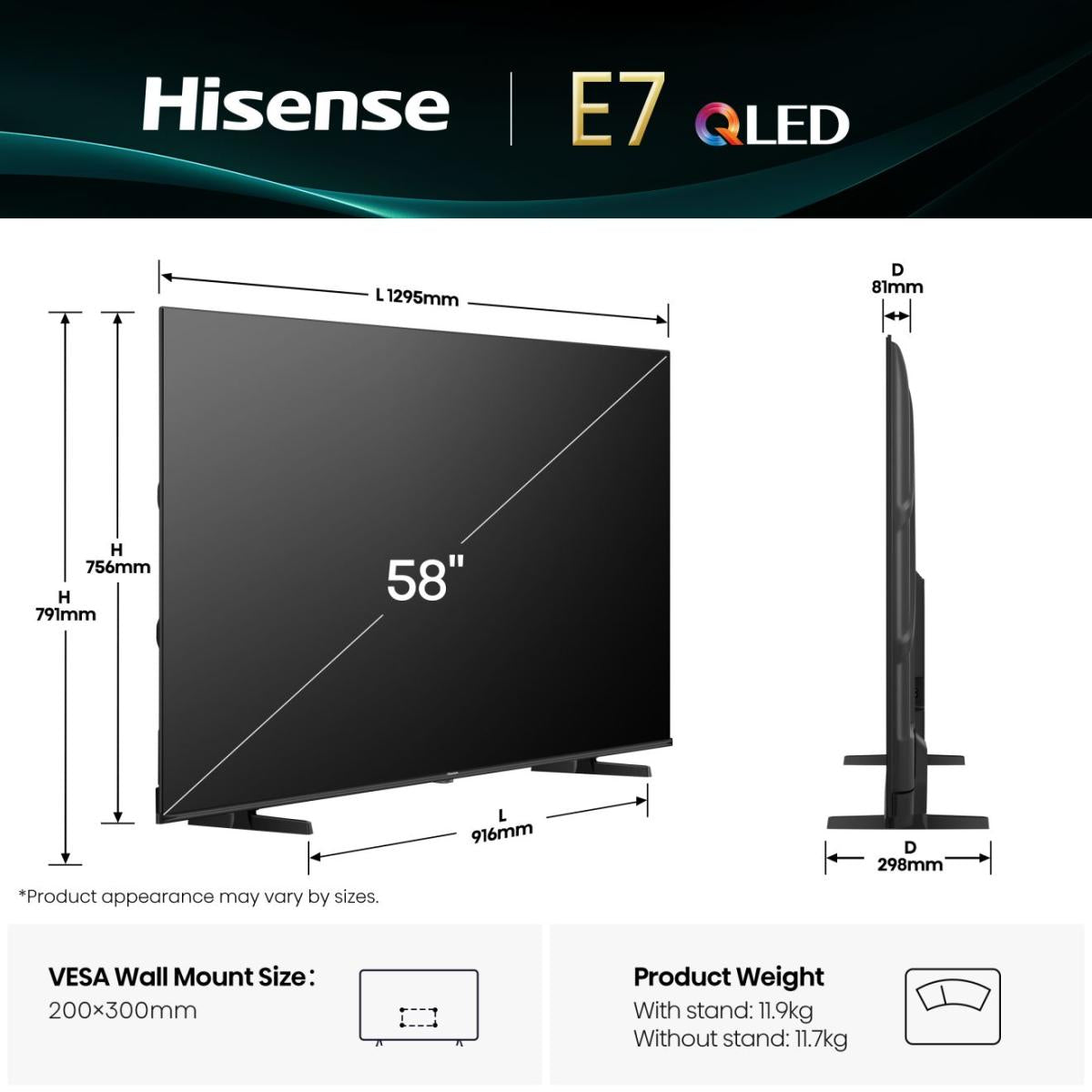 Hisense 58E77Q – 58" Fernseher – 4K UHD – QLED – VIDAA – 60 Hz – Dolby Vision