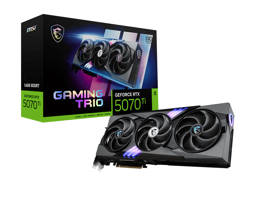 MSI GeForce RTX 5070 Ti 16G GAMING TRIO OC – PCIe Grafikkarte – 3×DisplayPort, 1×HDMI, PCIe 5.0, 1×16-polig
