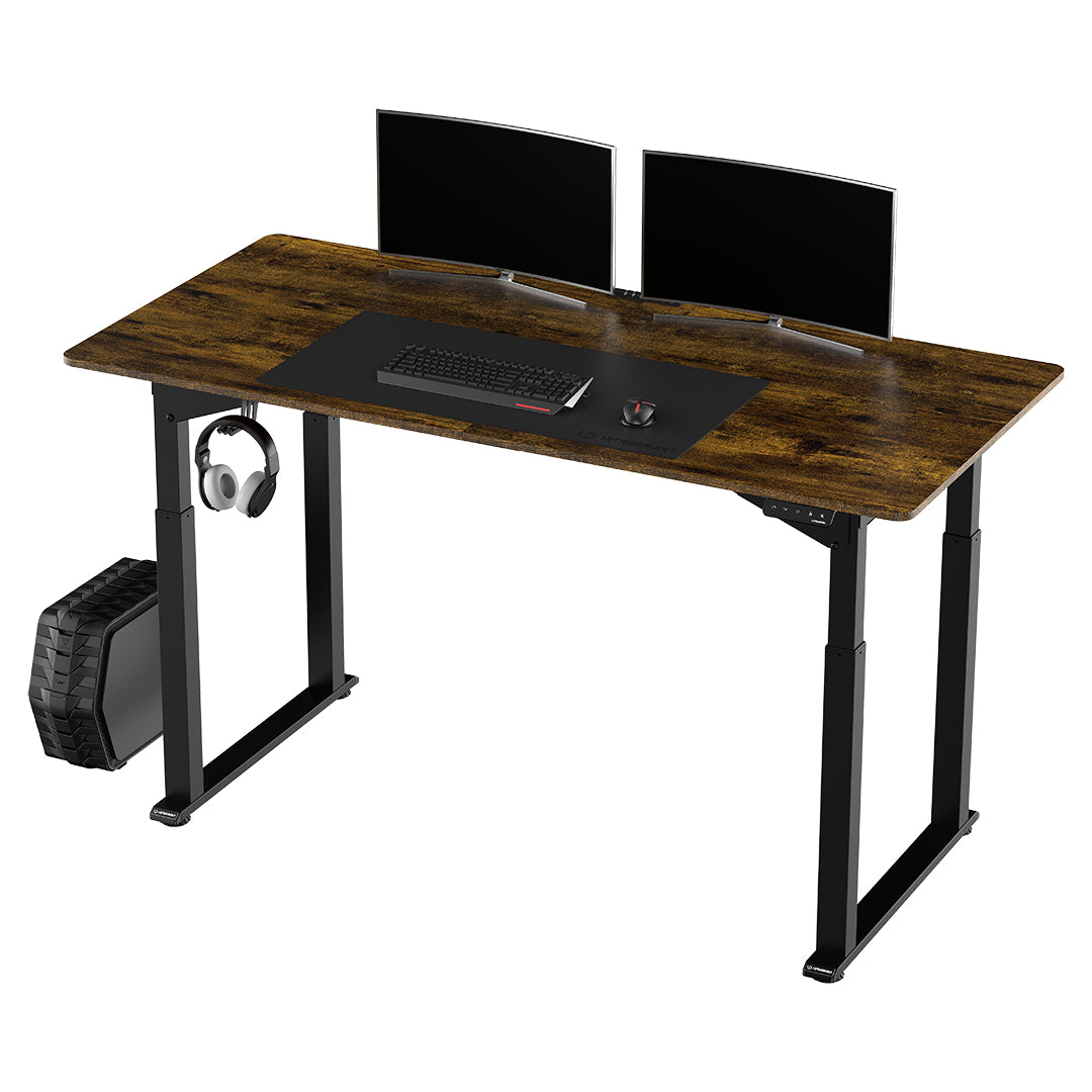 Ultradesk Uplift Gaming-Tisch – 160 × 75 cm, höhenverstellbar, schwarz/braun, Stahl