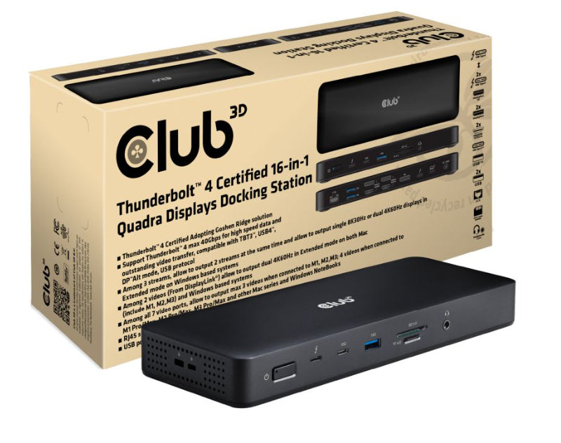 CLUB3D Club 3D CSV-1583 Dockingstation – Thunderbolt 4, 3× DP, 2× HDMI, 2× USB-A, USB-C, 2.5GbE, für Windows/Mac