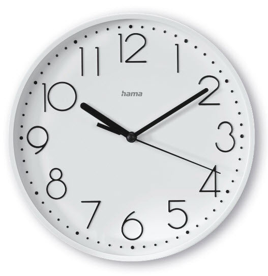 Hama Selina Wanduhr – Analog, lautlos, Ø 22 cm, weiss, Kunststoff/Glas