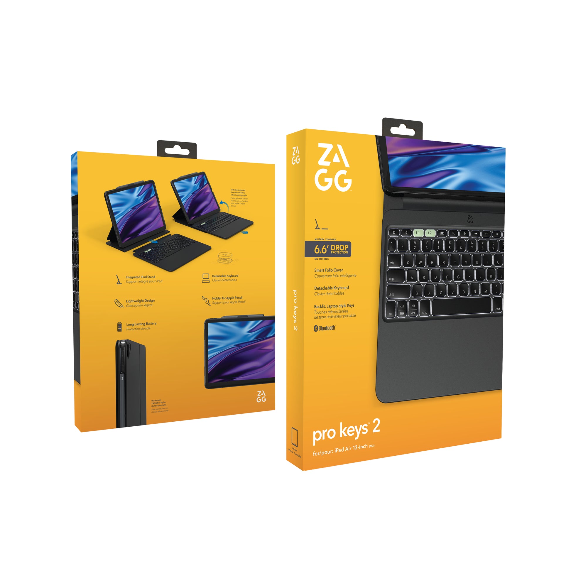 ZAGG Tastatur, kabellos (Bluetooth), CH-Layout (DE-CH), RGB-Beleuchtung – für iPad Air 13 (M2/24, M3/25)