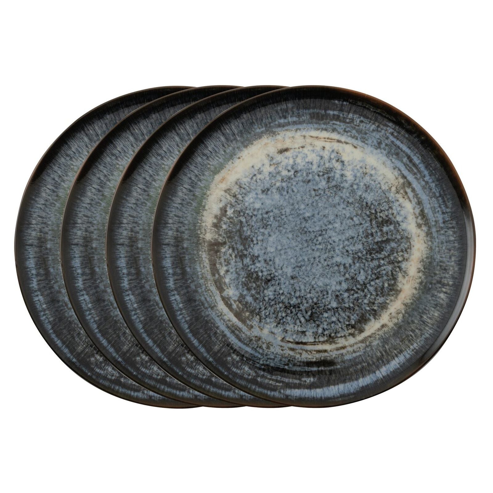 Arthur Krupp Pizzateller Galaxy Neptune – 4er Set, Ø 32 cm, Steinzeug, Schwarz/Blau, spülmaschinenfest