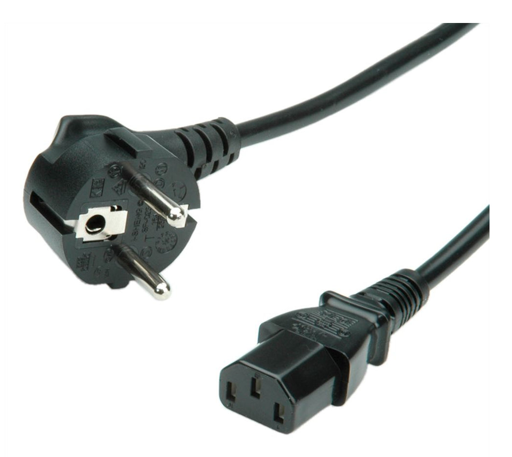 VALUE Netzkabel – Schuko (Typ E/F) – IEC C13, 0,6 m, 250 V/10 A, Schwarz